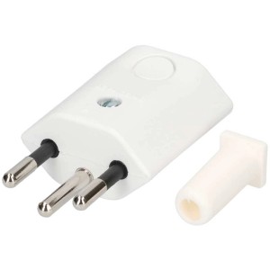 Fiche coudée blanche Max Hauri Type 12, polyamide, 250V/10A.