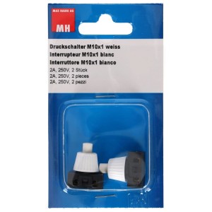 Deux interrupteurs à bouton-poussoir blancs M10x1 pour installation de lampes.