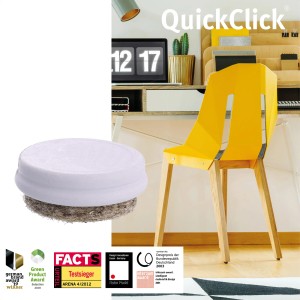 Wagner QuickClick Duo patins pour meubles, Ø 20 mm, marron, lot de 8 pièces. Patins en feutre pour une protection délicate des surfaces.