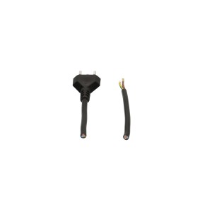 Câble d'alimentation noir Max Hauri, 2m, avec fiche et extrémités dénudées pour appareils électriques.