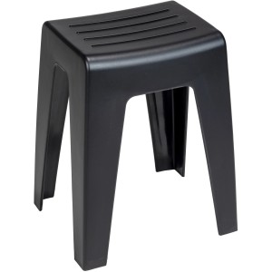 Tabouret de salle de bain noir Wenko Kumba en plastique, idéal pour la salle de bain et la maison.