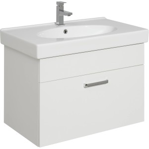 Pelipal Quickset 312 Lavabo, 80 cm, Bianco, con mobile sottolavabo e rubinetto.