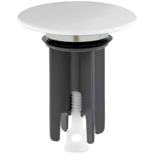 Tappo lavabo: Valvola Snap bianca opaca, Ø 63 mm, regolabile in altezza.