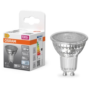 Osram LED Reflector PAR16 GU10, 4000K, 6.1W. Design in vetro trasparente per illuminazione spot.
