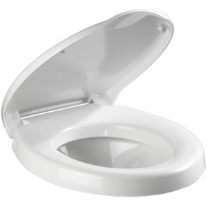 Abattant WC Wenko Secura Comfort avec rehausse de 5 cm, en duroplast, design blanc.