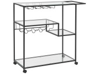 Servierwagen Malorca mit Weinregal 4 Etagen Metall / Glas Schwarz