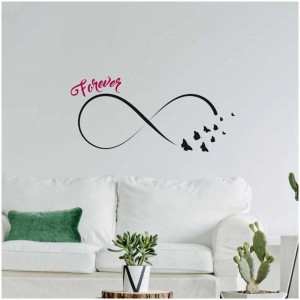 Sticker mural Infinity Gr. L : Boucle d'infini avec papillons comme tatouage mural.