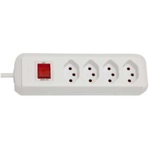 Multiprise Brennenstuhl cleverLine, 4xT13, blanc, avec interrupteur et câble de 3m.