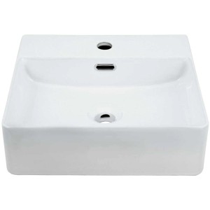 Lavabo Aquasu Cavo, 42x42 cm, bianco, con troppopieno e foro rubinetto