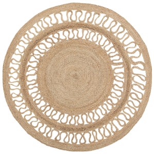 Tapis rond en jute beige Dikili avec motif tressé, Ø 120 cm.
