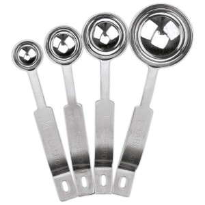 4-tlg. Messlöffel Set aus Edelstahl für Küche und Backen.