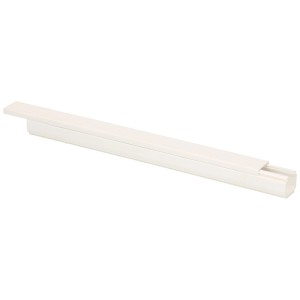 Goulotte de câblage blanche autocollante (16x16 mm, 2 m) avec couvercle amovible.