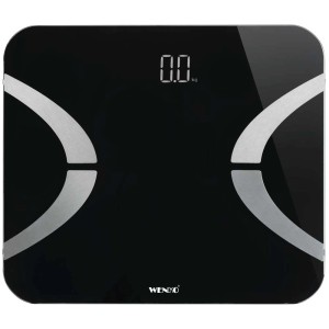 Schwarze Wenko LED-Analysewaage mit digitaler Anzeige und silbernen Akzenten.