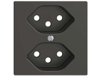 Feller Steckdosen-Frontplatte EdizioDue 2 x Typ13 Schwarz Feller Steckdosen-Frontplatte EdizioDue 2 x Typ13 Schwarz