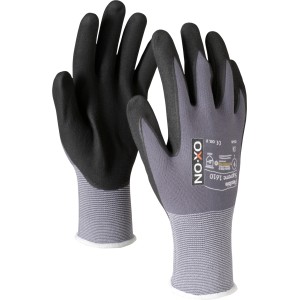 Gants OX-ON Flexible Supreme 1610, gris/noir, taille 6. Vêtement de travail pour une protection optimale.