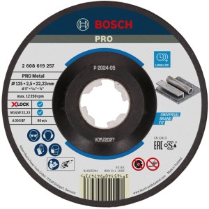 Disco da taglio Bosch X-Lock Expert for Metal, Ø 125 mm, centro depresso, grigio-blu. Accessorio per smerigliatrice.