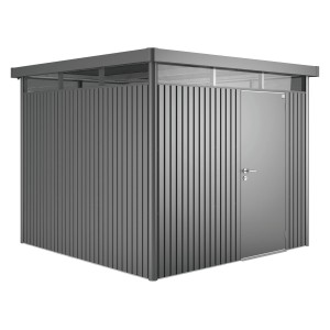 Abri de jardin Biohort HighLine, gris foncé métallisé, 4,6 m² avec porte simple.