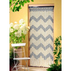 Rideau de porte Mekong en bambou et perles de bois, 90x200 cm, comme séparateur de pièce ou décoration.