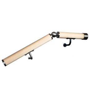 Main courante avec deux supports chromés mats pour montage mural, kit d'accessoires.