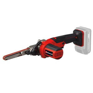 Levigatrice a nastro a batteria Einhell TE-BF 18 V Li-Solo (senza batteria/caricabatterie) con nastro abrasivo e braccio orientabile.