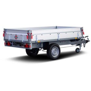 Remorque Stema Basic SH 1300-25-13.1, remorque freinée avec ridelles rabattables.
