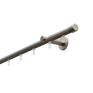 Gardinia Gardinenstange Chicago, Edelstahl-Optik, 240 cm, mit Innenlauf und Zubehör.