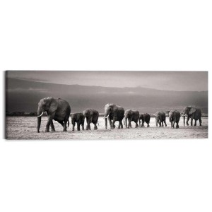 Reinders blocco decorativo: Famiglia di elefanti come quadro da parete, 40x118 cm. Motivo animale in bianco e nero.