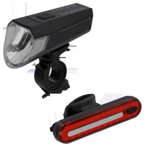 Set luci bici a LED ricaricabili Fischer Stop con luce anteriore e posteriore da 80 Lux.