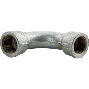 Raccordo a gomito 90 gradi in ghisa malleabile, 24,1 mm (Rp 3/4) con filettatura interna per tubi zincati.