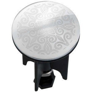 Tappo lavabo con motivo mandala, design argentato su tappo rotondo.