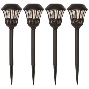 Lot de 4 bornes solaires noires Star Trading Lace avec piquet de terre.