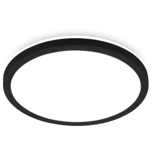Plafonnier LED Briloner Kada noir, rond, lumière blanche neutre, 2400 lumens, diamètre 29,5 cm.