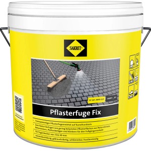Secchio di SAKRET Pflasterfuge Fix Grigio 10 kg. Malta per giunti per pavimentazione per giunti solidi e permeabili all'acqua all'esterno.