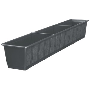 Jardinière standard anthracite avec structure en bois, longueur 98,5 cm.