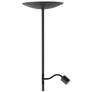 Lampada da terra a LED nera Eglo con luce da lettura e dimmer touch.