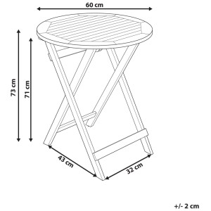 Klappbarer Bistrotisch Prossedi aus Akazienholz, braun, Ø 60 cm, ideal für Balkon und Garten.
