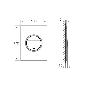 Placca di comando WC Grohe Nova Cosmopolitan S, dimensioni e vista laterale