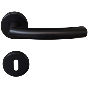 Set rosetta Fair II, chiave a paletta, acciaio inox nero, per porte interne.