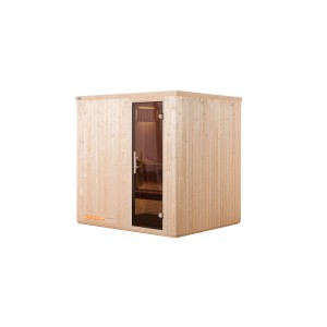 Sauna a elementi Weka Halmstad con porta in vetro, legno di abete, incl. stufa e accessori.