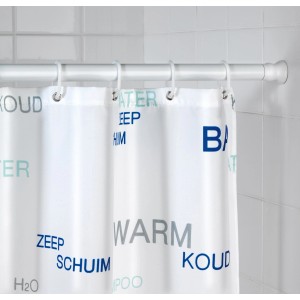 Barre de rideau de douche Wenko en aluminium blanc, extensible de 110 à 245 cm.