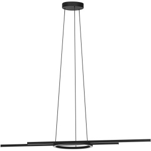 Moderna lampada a sospensione Eglo Zillerio-Z, 5 luci, nero e bianco, con profili LED e anello.