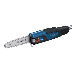 Motosega telescopica a batteria Bosch Professional GKE 18V-25 TP Solo, blu e nera. Potatore per la cura degli alberi.