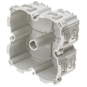 Boîte universelle UP grise taille 2x2 pour distribution électrique et installation.