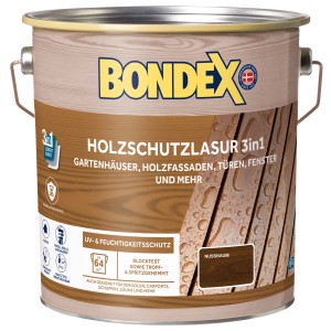 Bondex Lasure bois 3en1 Teck 4l : Pot de lasure pour abris de jardin, clôtures, etc.