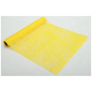 Gerollter, gelber Dekostoff aus Vlies, 36x300 cm, für Bastelarbeiten und Dekorationen.