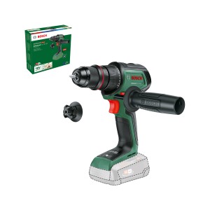 Avvitatore a batteria Bosch Advanced Drill 18 V-80 con impugnatura supplementare e cappuccio magnetico.