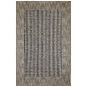 Tappeto da esterno Andiamo Clyde, tortora-blu con bordo, 160x230 cm. Tappeto in polipropilene resistente alle intemperie.