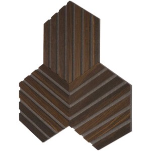 Denpanels Designpaneele Hexagon, geräucherte Eiche, 3er-Set Akustikpaneele für Wandgestaltung.