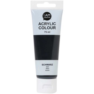 Tube I Am Creative Acrylfarbe Schwarz, 75 ml, für Künstlerbedarf.