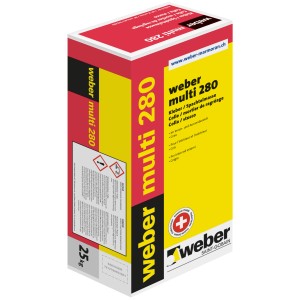 Weber multi 280 colla/rasante, sacco da 25 kg. Versatile per ristrutturazioni e nuove costruzioni.